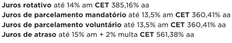 Juros de Cartão de Credito